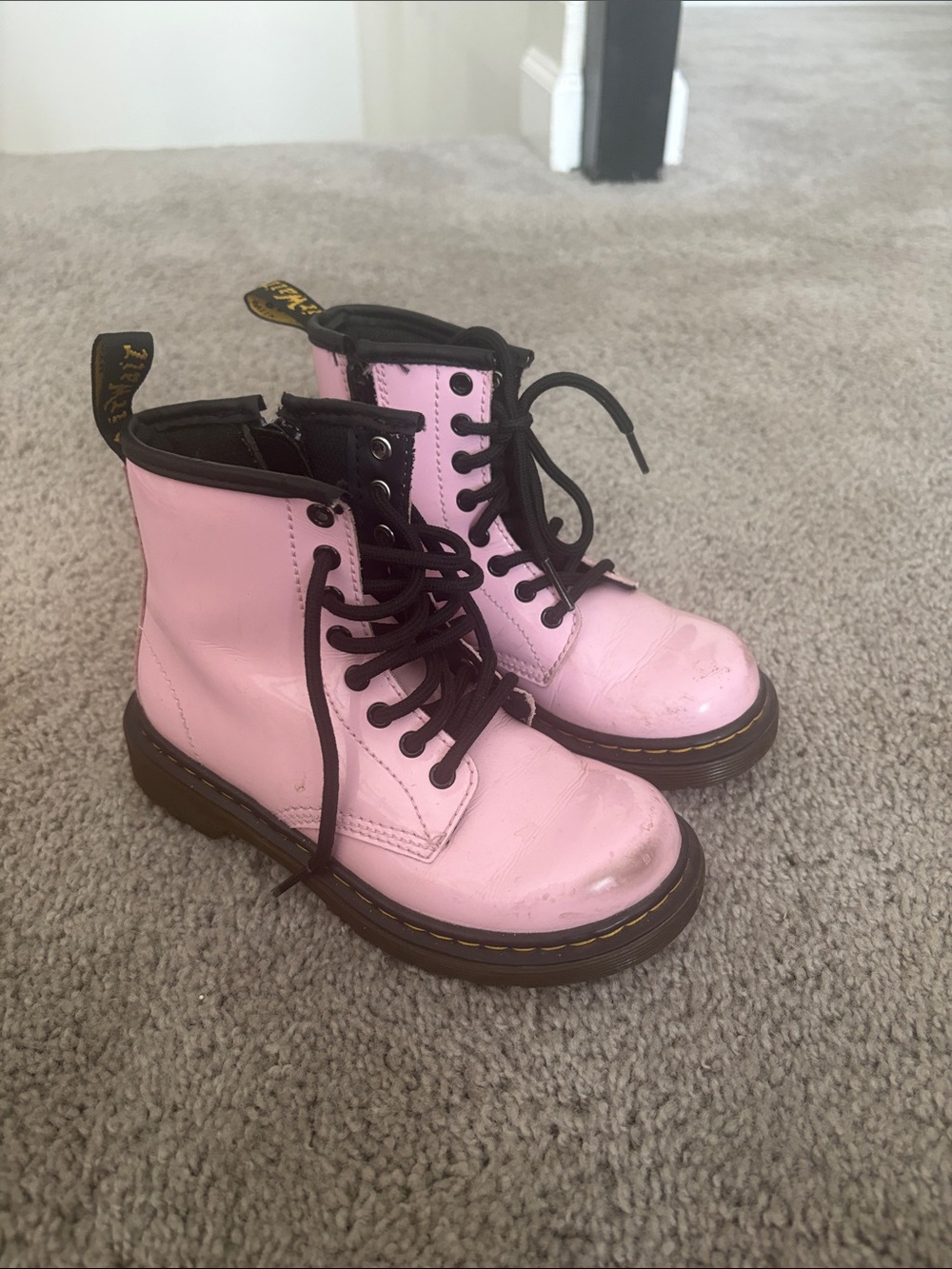 Kids Pink Lace-Up Combat Boots
